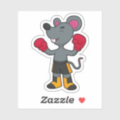 Maus als Boxer mit Boxhandschuhen Aufkleber (Blatt)