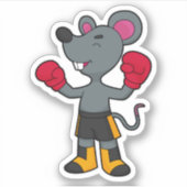 Maus als Boxer mit Boxhandschuhen Aufkleber (Vorderseite)