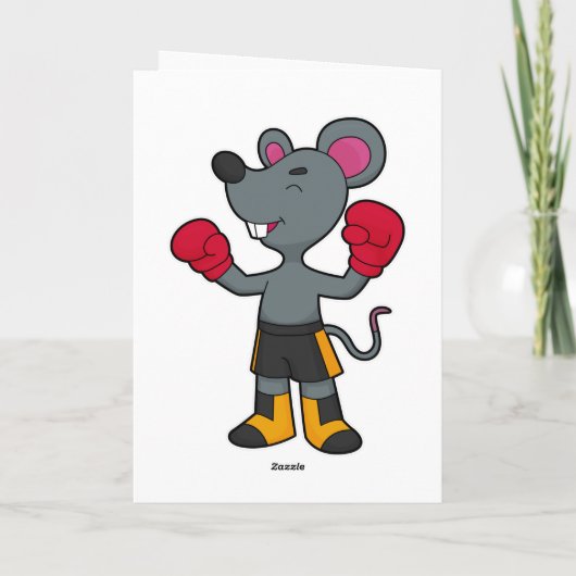 Maus als Boxer mit Boxhandschuhen Karte (Rückseite)