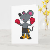 Maus als Boxer mit Boxhandschuhen Karte (Gelbe Blume)