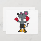 Maus als Boxer mit Boxhandschuhen Postkarte (Vorne/Hinten)
