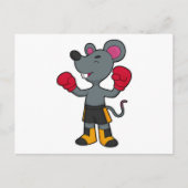 Maus als Boxer mit Boxhandschuhen Postkarte (Vorderseite)