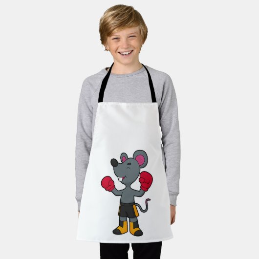 Maus als Boxer mit Boxhandschuhen Schürze (Getragen)