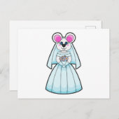 Maus als Braut mit Haufen Blume Postkarte (Vorne/Hinten)