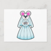 Maus als Braut mit Haufen Blume Postkarte (Vorderseite)