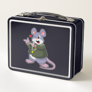 Maus als Bräutigam mit Anzug Metall Brotdose