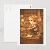 Maus als Buchladenbesitzerin Postkarte (Vorne/Hinten)