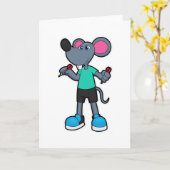 Maus als Dartspieler mit Dartpfeilen Karte (Gelbe Blume)