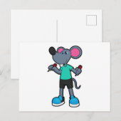 Maus als Dartspieler mit Dartpfeilen Postkarte (Vorne/Hinten)