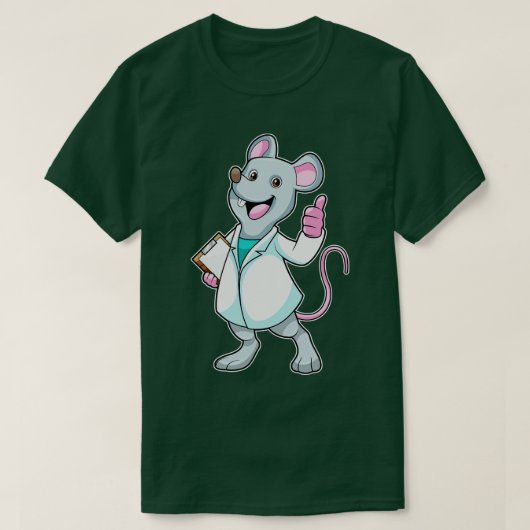 Maus als Doktor mit Doctor-Mantel T-Shirt (Design vorne)
