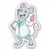 Maus als Doktor mit Doctor's Coat Aufkleber (Vorderseite)