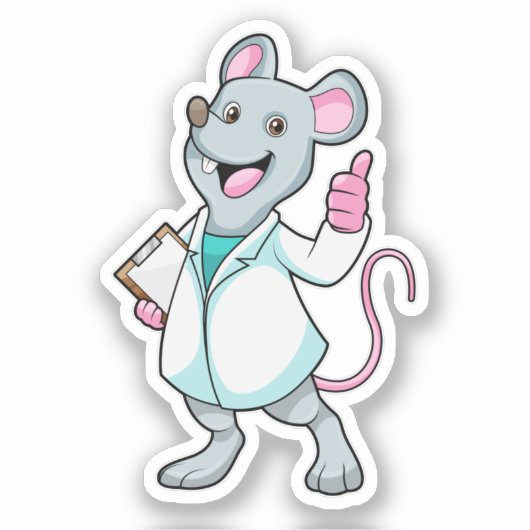 Maus als Doktor mit Doctor's Coat Aufkleber (Vorderseite)