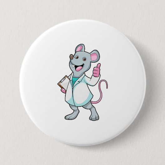Maus als Doktor mit Doctor's Coat Button (Vorderseite)