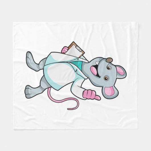 Maus als Doktor mit Doctor's Coat Fleecedecke (Vorderseite (Horizontal))