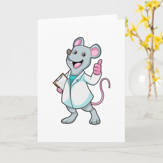 Maus als Doktor mit Doctor's Coat Karte (Gelbe Blume)