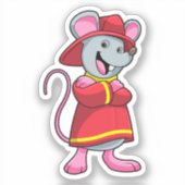 Maus als Feuerwehrmann mit Helm Aufkleber (Vorderseite)