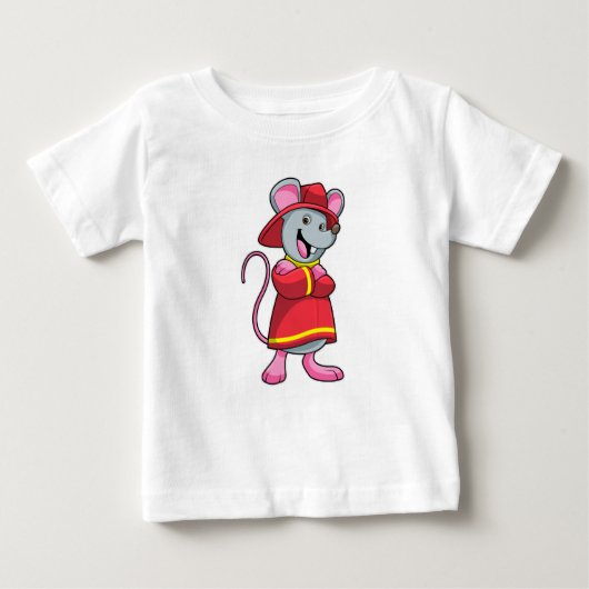 Maus als Feuerwehrmann mit Helm Baby T-shirt (Vorderseite)