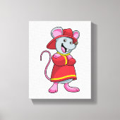 Maus als Feuerwehrmann mit Helm Leinwanddruck (Vorderseite)