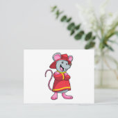 Maus als Feuerwehrmann mit Helm Postkarte (Stehend Vorderseite)