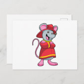Maus als Feuerwehrmann mit Helm Postkarte (Vorne/Hinten)