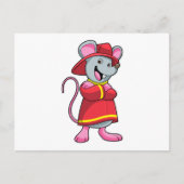 Maus als Feuerwehrmann mit Helm Postkarte (Vorderseite)