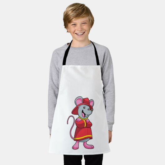 Maus als Feuerwehrmann mit Helm Schürze (Getragen)