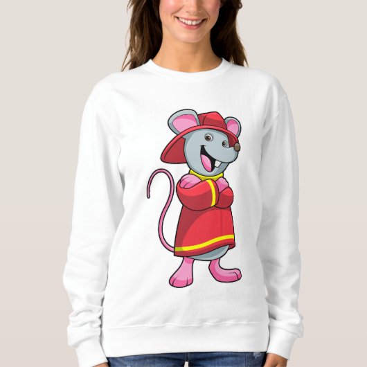 Maus als Feuerwehrmann mit Helm Sweatshirt (Vorderseite)