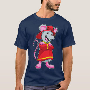 Maus als Feuerwehrmann mit Helm T-Shirt