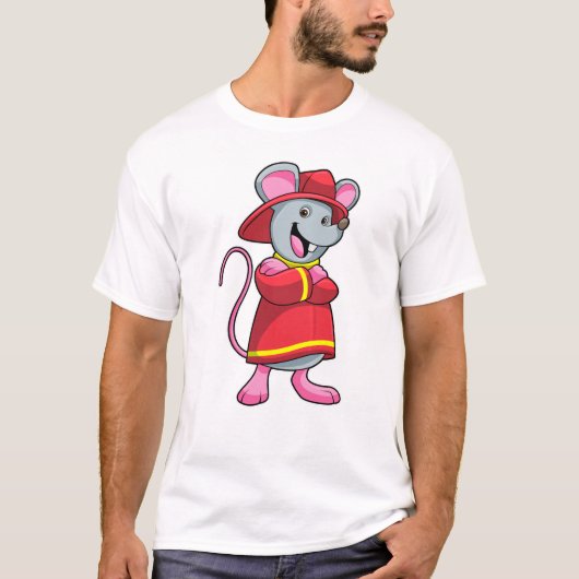 Maus als Feuerwehrmann mit Helm T-Shirt (Vorderseite)