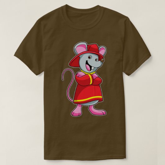Maus als Feuerwehrmann mit Helm T-Shirt (Design vorne)