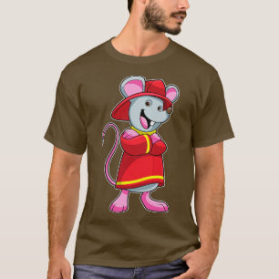 Maus als Feuerwehrmann mit Helm T-Shirt