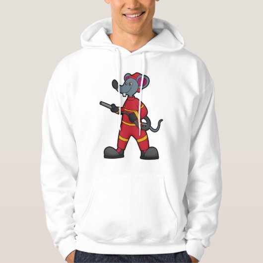 Maus als Feuerwehrmann mit Schlauch Hoodie (Vorderseite)