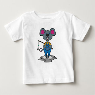 Maus als Fisher mit Angelrute Baby T-shirt