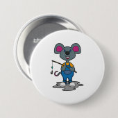 Maus als Fisher mit Angelrute Button (Vorne & Hinten)
