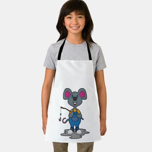 Maus als Fisher mit Angelrute Schürze (Insitu)
