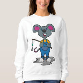Maus als Fisher mit Angelrute Sweatshirt (Vorderseite)