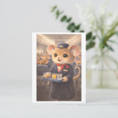 Maus als Flugbegleiterin Postkarte (Stehend Vorderseite)