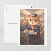 Maus als Flugbegleiterin Postkarte (Vorne/Hinten)
