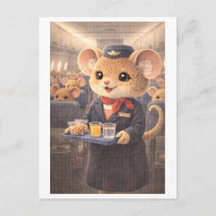 Maus als Flugbegleiterin Postkarte