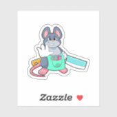 Maus als Friseur mit Schere & Kamin Aufkleber (Blatt)