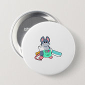 Maus als Friseur mit Schere & Kamin Button (Vorne & Hinten)