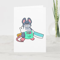 Maus als Friseur mit Schere & Kamin
