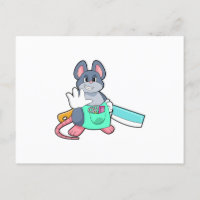 Maus als Friseur mit Schere & Kamin