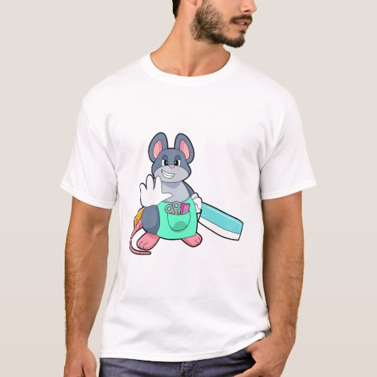 Maus als Friseur mit Schere & Kamin T-Shirt (Vorderseite)