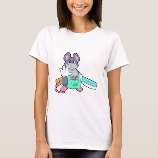 Maus als Friseur mit Schere & Kamin T-Shirt (Vorderseite)