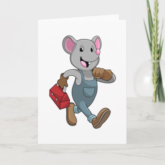 Maus als Handwerker mit Werkzeugkiste Karte (Vorderseite)