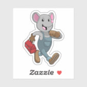 Maus als Handyman mit Toolbox Aufkleber (Blatt)