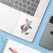 Maus als Handyman mit Toolbox Aufkleber (Laptop mit iPhone)