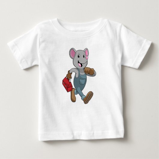 Maus als Handyman mit Toolbox Baby T-shirt (Vorderseite)