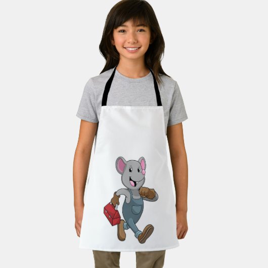Maus als Handyman mit Toolbox Schürze (Insitu)